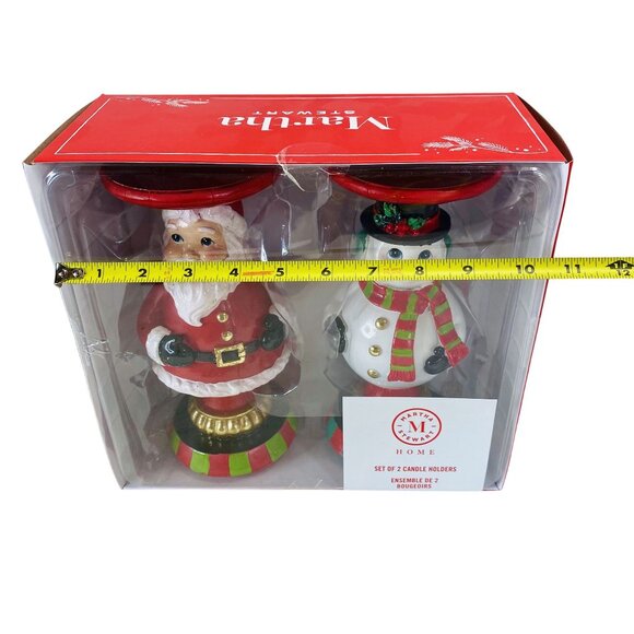 Martha Stewart Home Christmas Santa & Snowman Candle Holders Set - Picture 4 of 5